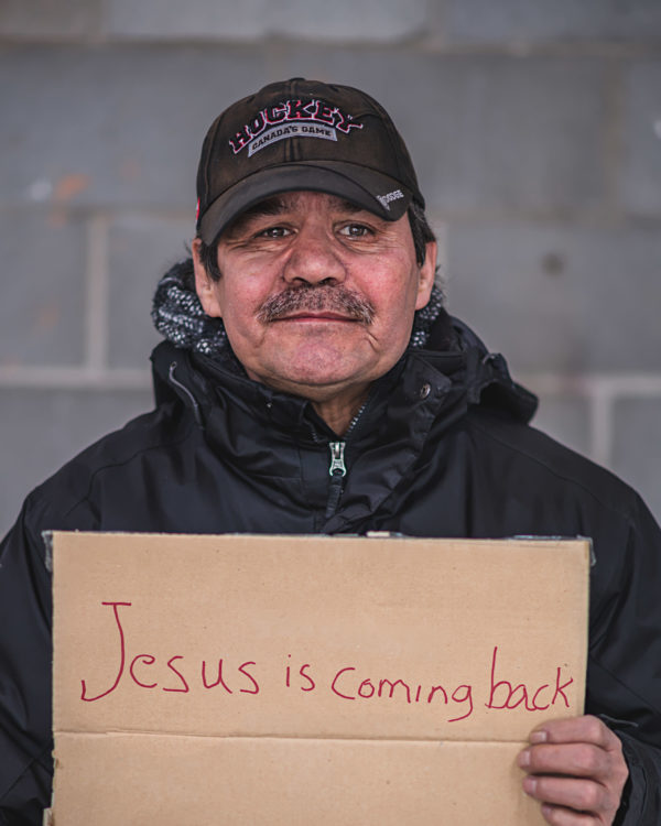 A portrait photograph of a homeless man in Regina, Saskatchewan