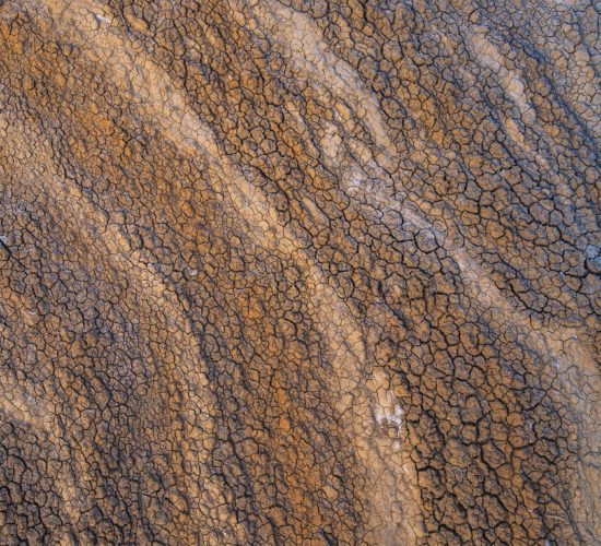 An abstract photograph of dried, cracked clay in Saskatchewan