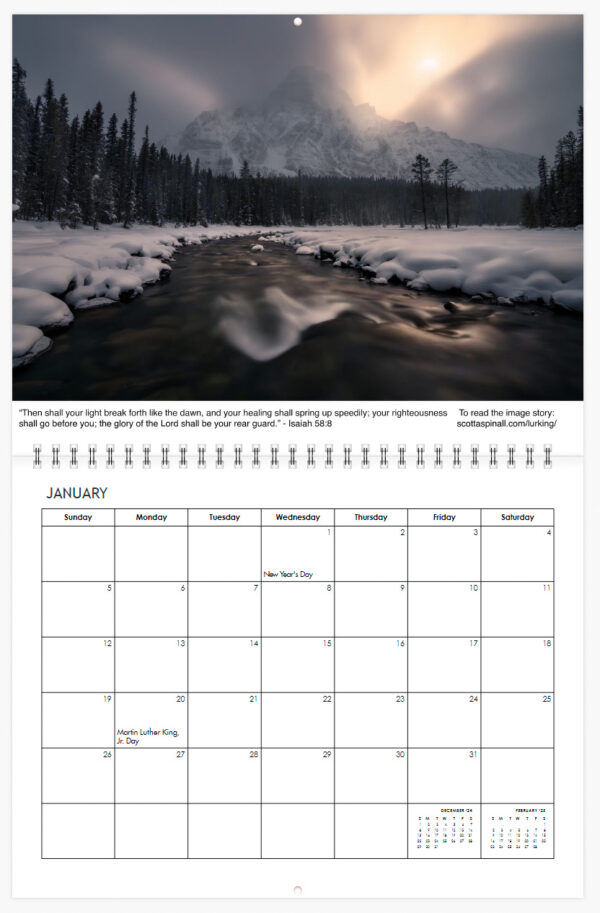 Landscape Photography calendar example page